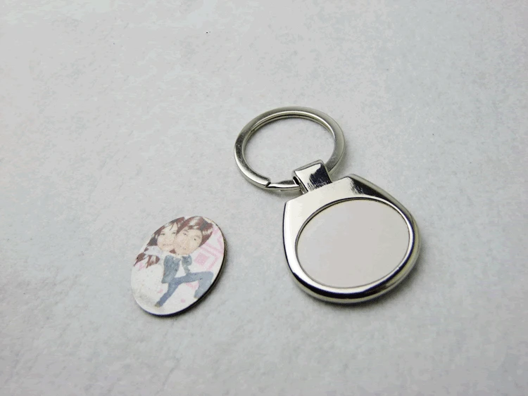 20pcs/lot Blank Sublimation ellipse metal key chain bag pendants can print photo custom design gift OPP packing K02