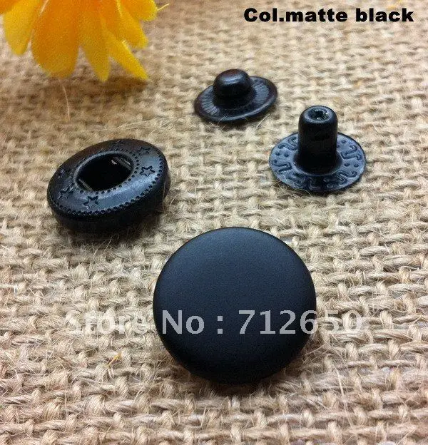 

15mm matt black snap button brass metal snap button garment/bags/wallet button 500 pcs/lot free shipping