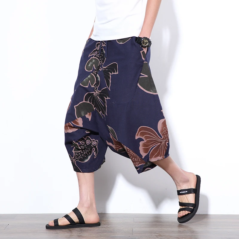 Lovers Holiday Summer Fashion Short Men Punk Style Loose Casual Harem Pants Cropped Men Trousers Bottoms Thailand Bali Vocations