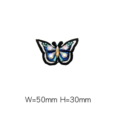 AHYONNIEX Marke 1 stücke Blau Schmetterling perlen strass patches nähen auf perlen applique kleidung schuhe taschen dekoration patch DIY – Detail 2