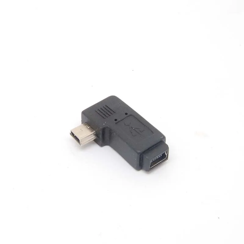 Adaptador de cubierta Mini USB macho de ángulo izquierdo a Mini USB hembra, convertidores premium, nuevo