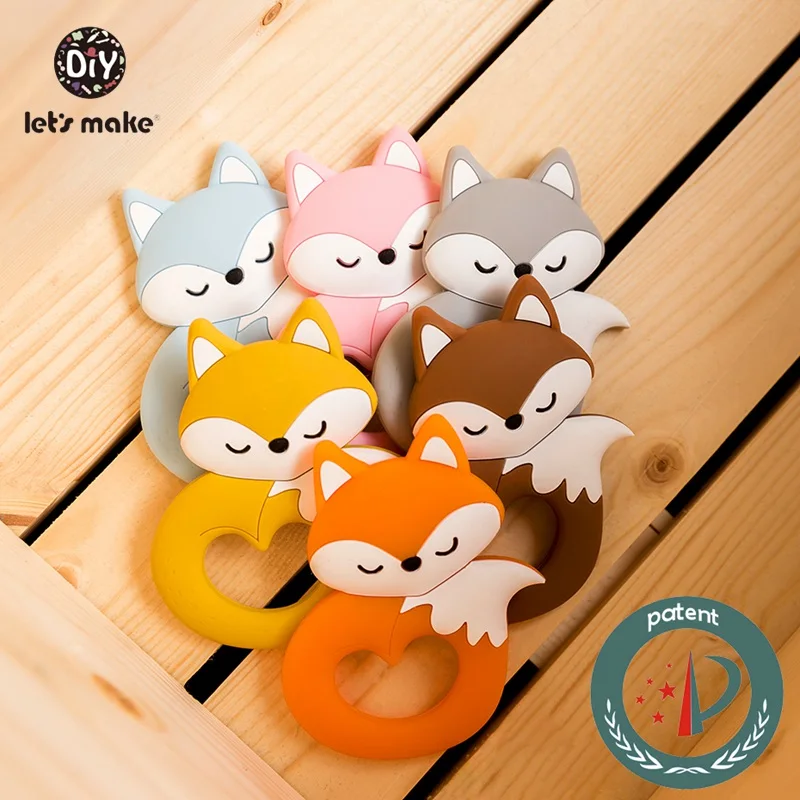 Mari Kita Membuat 6 Buah Bayi Teether Kecil Batang Makanan Kelas Silikon Tumbuh Gigi untuk Bayi Gigi Kartun Hewan Rubah Bentuk Silikon Teether