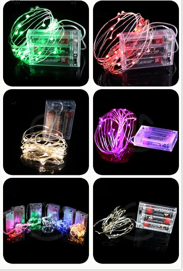 50pcs Multi-Color 20leds 2m or 30leds 3m Copper Wire LED String light 3XAA battery powered for holiday,party,wedding decoration