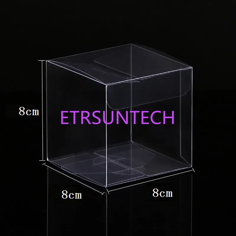 500pcs/lot 8x8x8cm quare Plastic Clear PVC Boxes Transparent Waterproof Gift Box PVC Carry Cases Packaging Box For jewelry/Candy