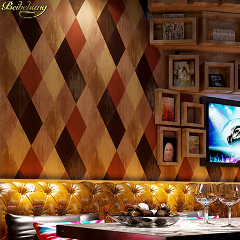 

beibehang KTV box hotel clothing store wallpaper 3D simulation rhombus lattice imitation tile TV background wall paper