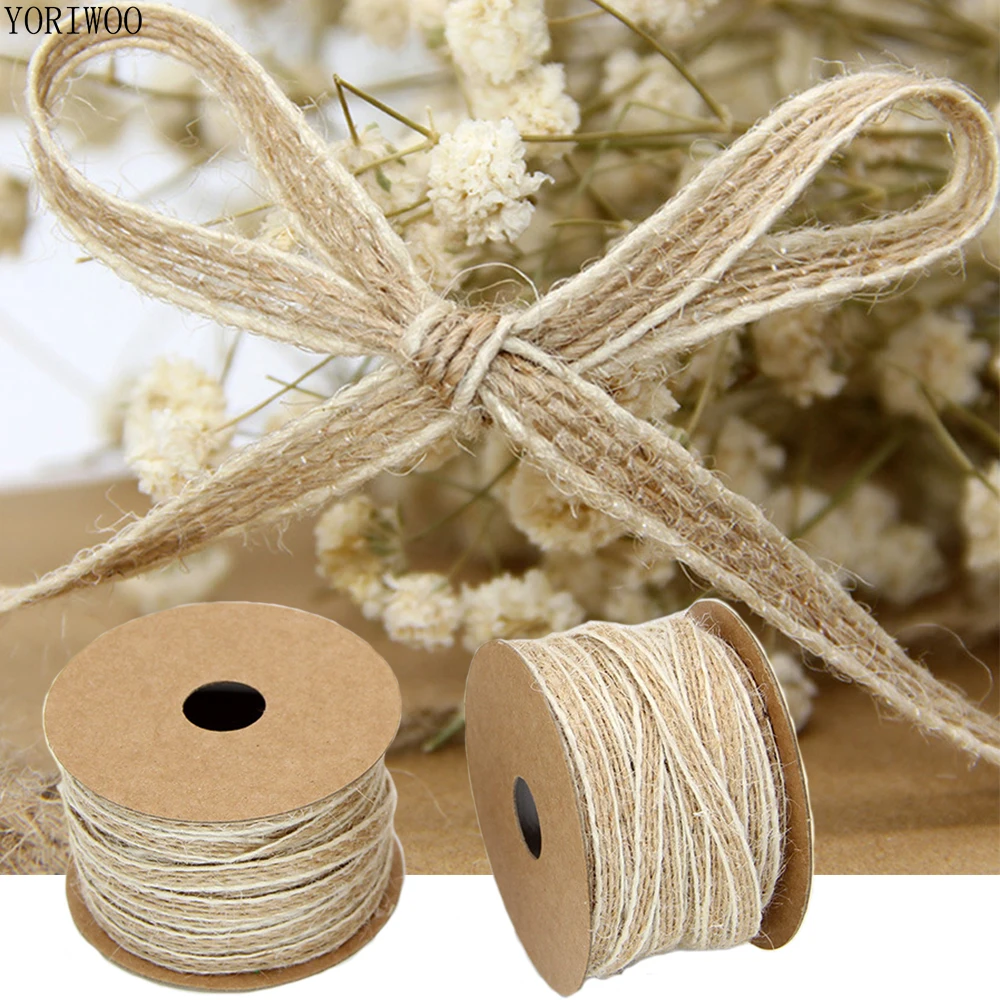 Packaging Christmas Gift Jute Ribbon Lace DIY Burlap Craft Merry Christmas Decorations For Home 2021 Rustic Xmas Tree Ornament