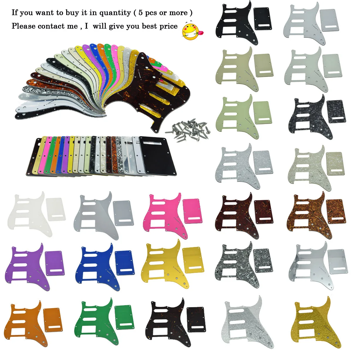 Dopro ST Style HSS Guitar Pickguard Scratch Plate,Trem Cover, Screws Various colors