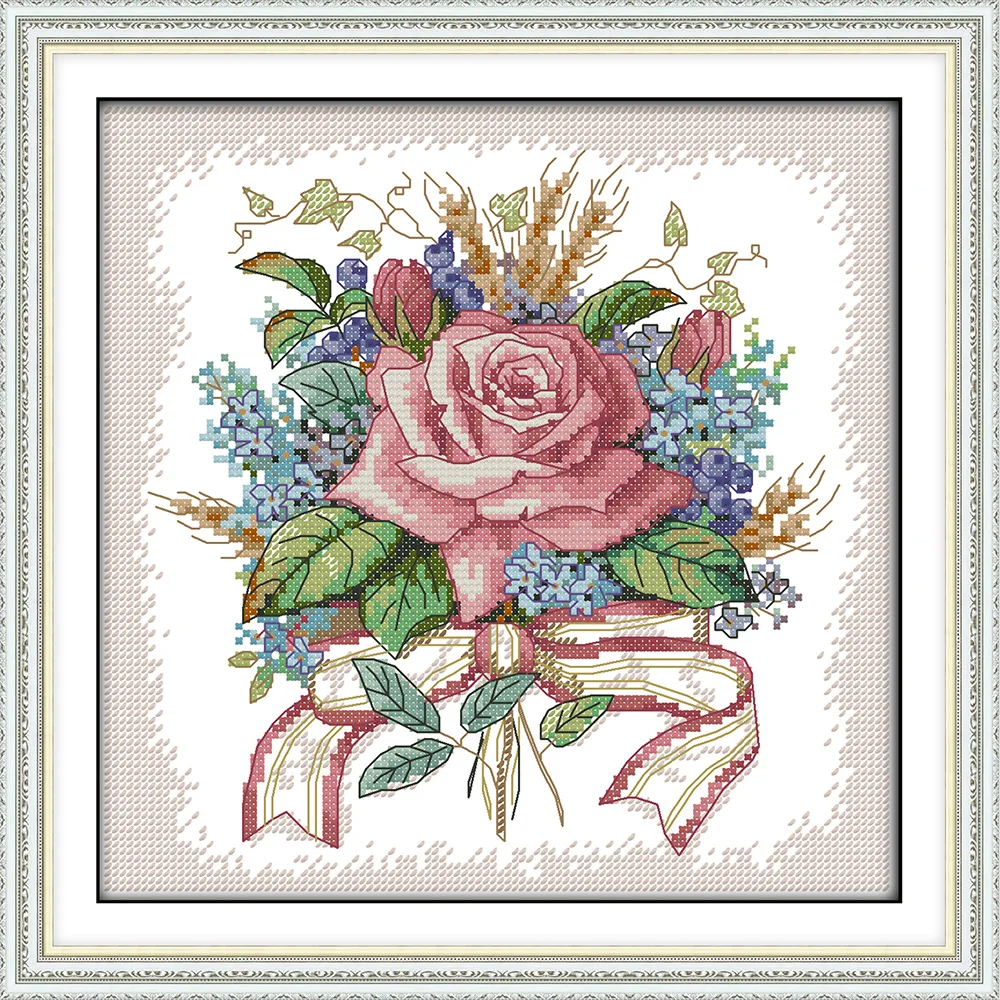 A bunch of flowers cross stitch kit DMC color thread 14ct 11ct canvas stitching embroidery DIY handmade needlework Dreamfounder