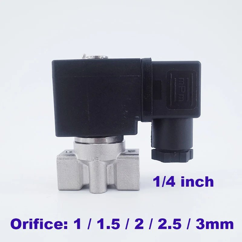 GOGO 0-40bar/20bar/15bar/10bar/7bar 2 way SS304 solenoid valve DC24V 1/4"