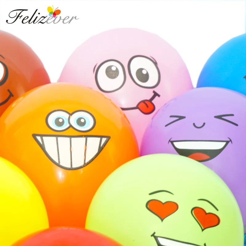 Felizever 12PCS 12inches Latex Face Balloons kids toy Inflatable air Balloon for Happy Birthday Party Decoration Party Supplies