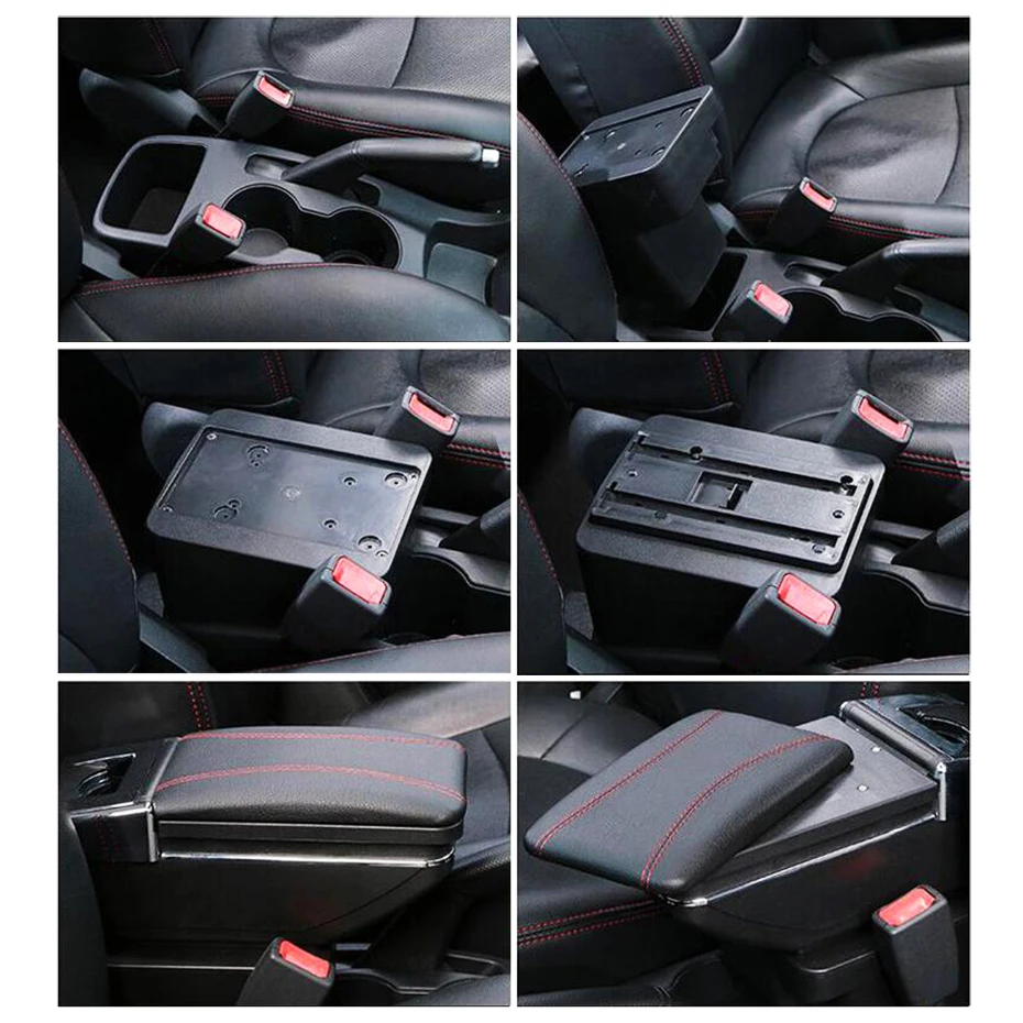 Center Center pudełko do przechowywania na deskę rozdzielczą do Honda Fit Jazz 2009-2013 GE podłokietnik podłokietnika obrotowy 2010 2011 2012 — zdjęcie 7