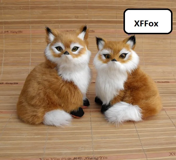 

a pair of cute real life fox models plastic&furs simulation yellow fox dolls gift about 12-14cm xf1706