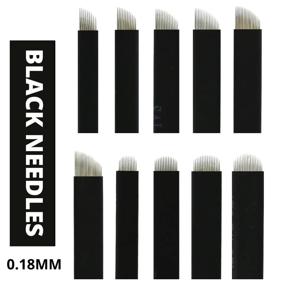 

500Pcs Black Nano Blades Thin 0.18mm Microblading Flex U Shape Tattoo Needles Permanent Makeup Eyebrow Manual Pen