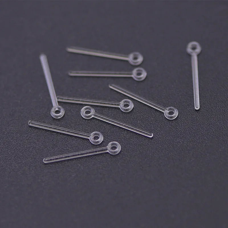 200pcs 9-shaped Earring Pins Plastic Transparent Ear Pin with Hanging Hole Jewelry Pin DIY Earring Finding