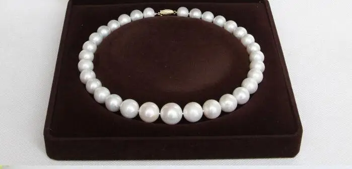 noble women gift 17INCH  CLASP HUGE 10-11mm round white freshwater pearls necklace