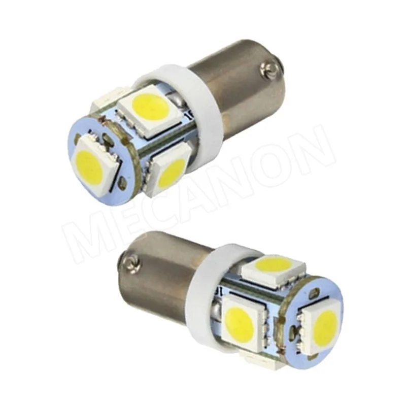 100pcs Wholesale BA9S T4W 12V 24V Car LED Reading Light Door Lights Bulb Auto Interior Bulbs 5SMD 5050 White Red Blue Yellow