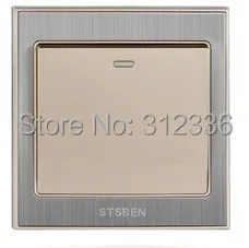 free shipping wall switch  one on double control wall switch champagne gold color  10A