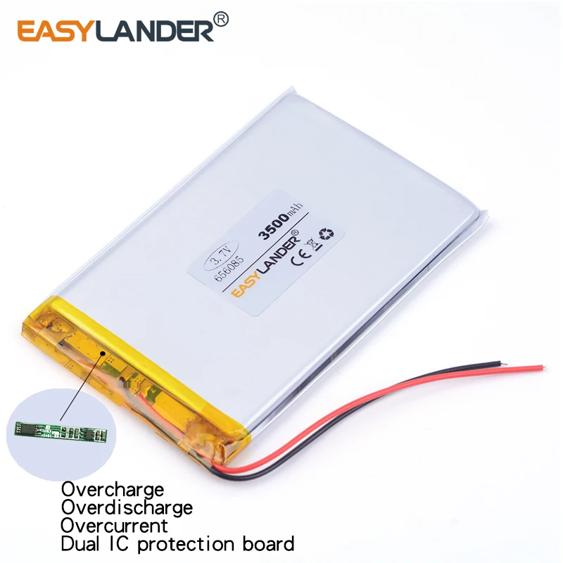 Bateria de íon de lítio polímero/li-ion, 3.7v 3500mah 656085 (gps) para tablet pc, celular, alto-falante de telefone celular