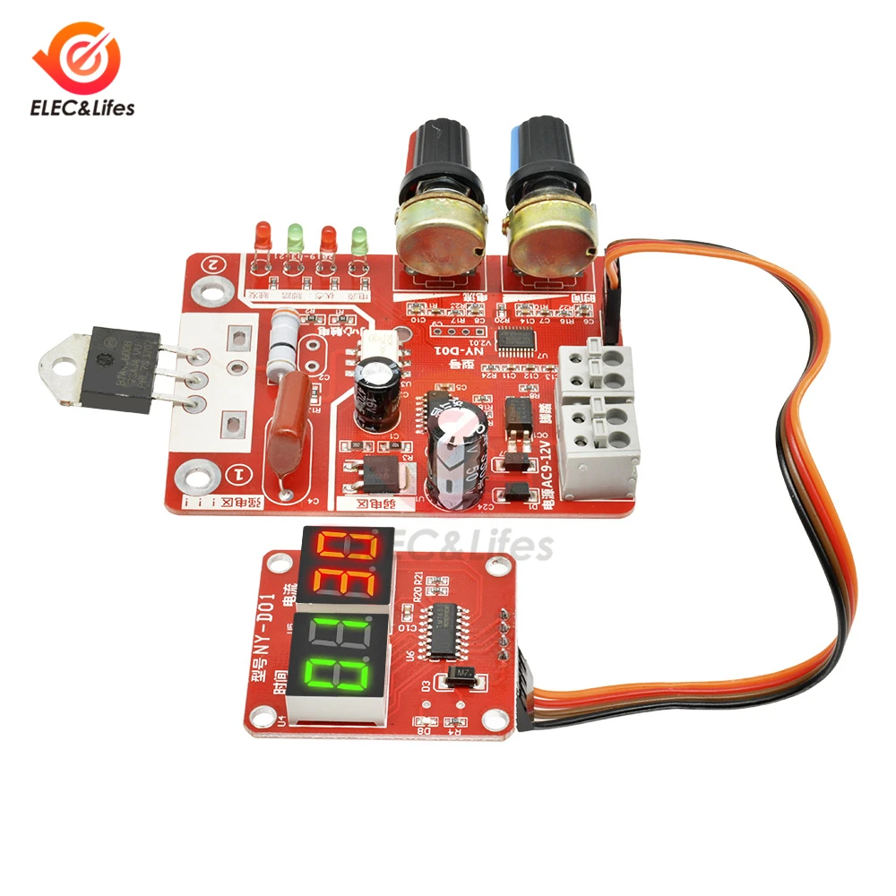 NY-D01 100A/40A Spot Welding Machine Control Board Welder AC 9V Transformer Controller Panel Adjust Time Current Digital Display