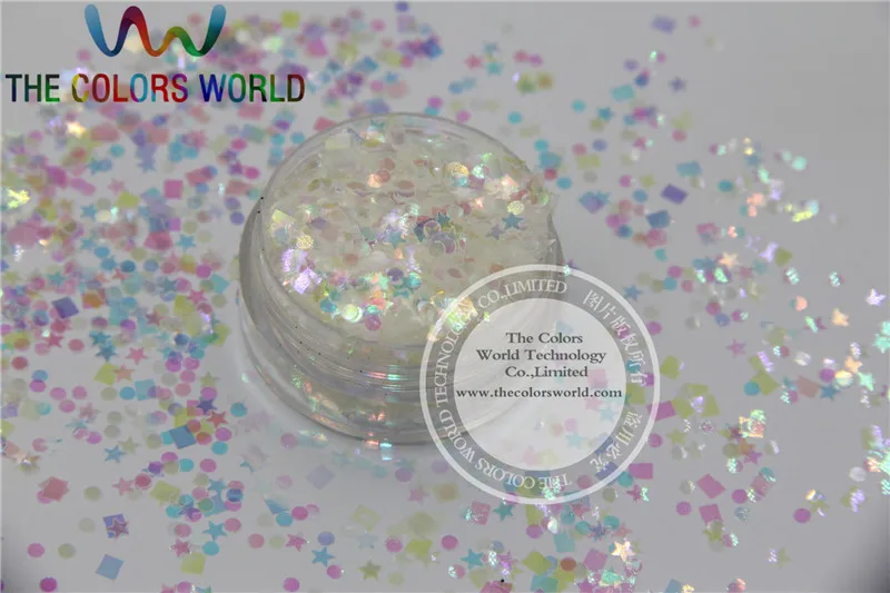 Mélange de couleurs irisées RQS233-109 et de paillettes de formes pour nail art et décoration DIY, 1 paquet = 50g