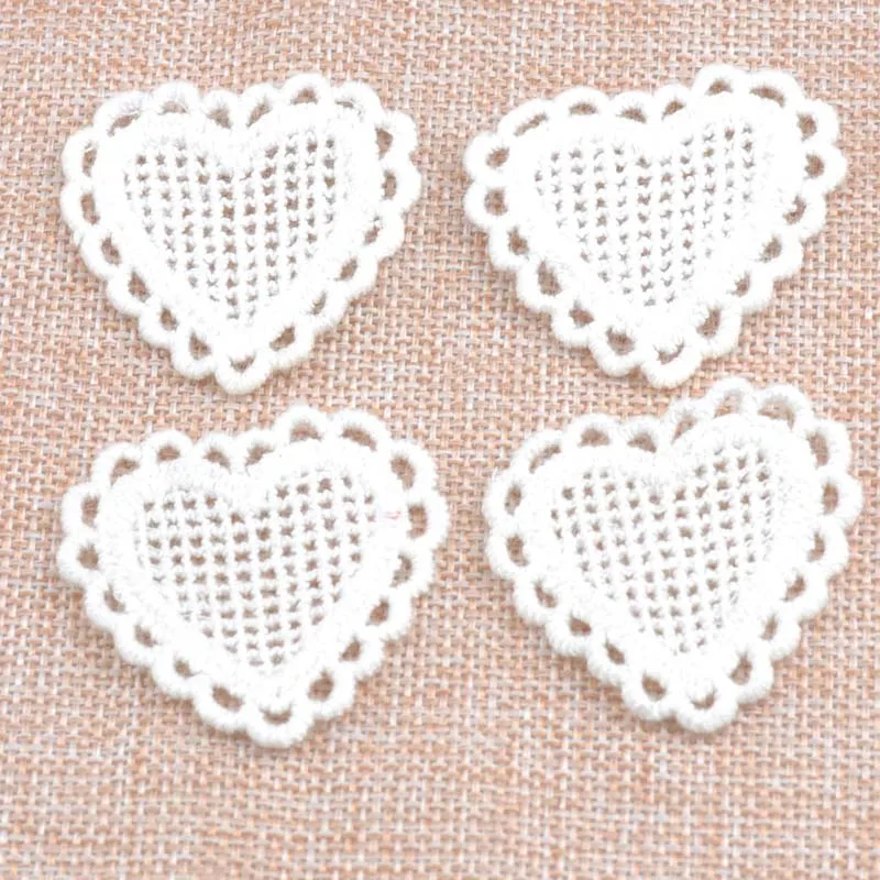 20pcs/lot Cotton Heart Lace Applique Trim For Garment Accessories Decoration Sew On Guipure Lace Fabric CP1555