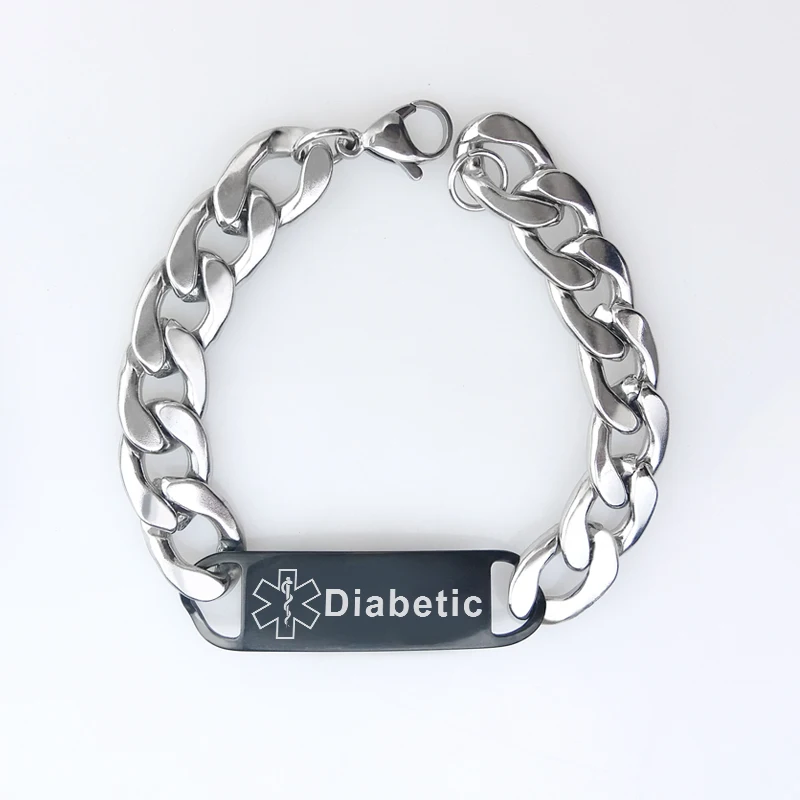 Engraving Diabetes Name Disease Medical Bracelet Men\'s Bracelet Jewelry