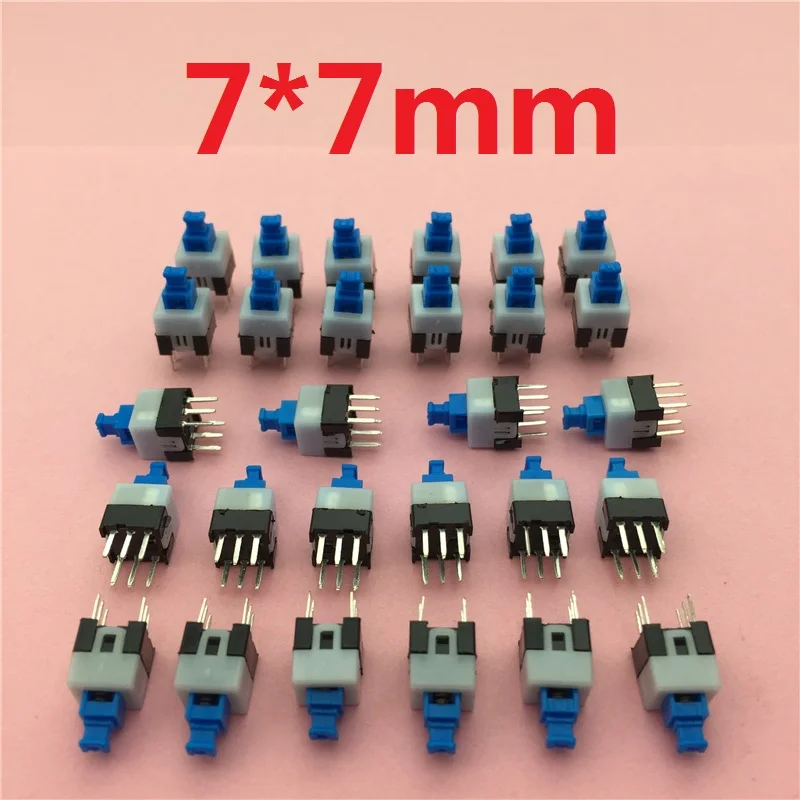 30pcs/lot Square 7x7x12mm 6 Pin DPDT Mini Push Button Self-locking Switch G64 Multimeter Switch