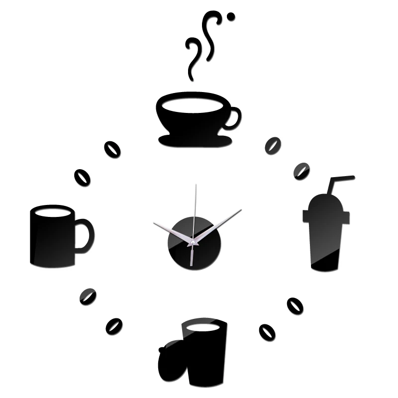 3d diy acrylic style coffee sale new wall clock set watch clocks quartz geometric needle single face