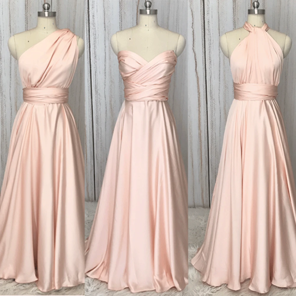 Real Bridesmaid Dresses Convertible A Line Pink Bridesmaid Dress Cheap 2019