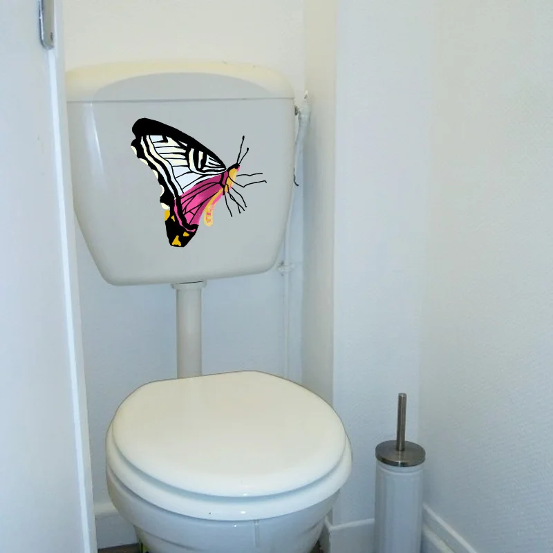 YOJA 20.7X20.1CM Colored Flower Butterfly Kids Rooms Wall Sticker Creative WC Toilet Decals T1-2187