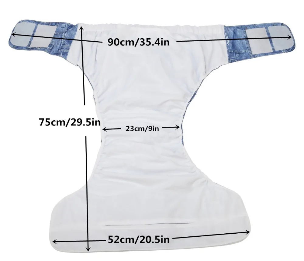 [Sigzagor] XL Volwassen Doek Luier Luier Urine-incontinentie Zak Herbruikbare Haaklus ABDL Leeftijd Spelen 68 tot 128 cm 26,7 inch tot 50,4 inch