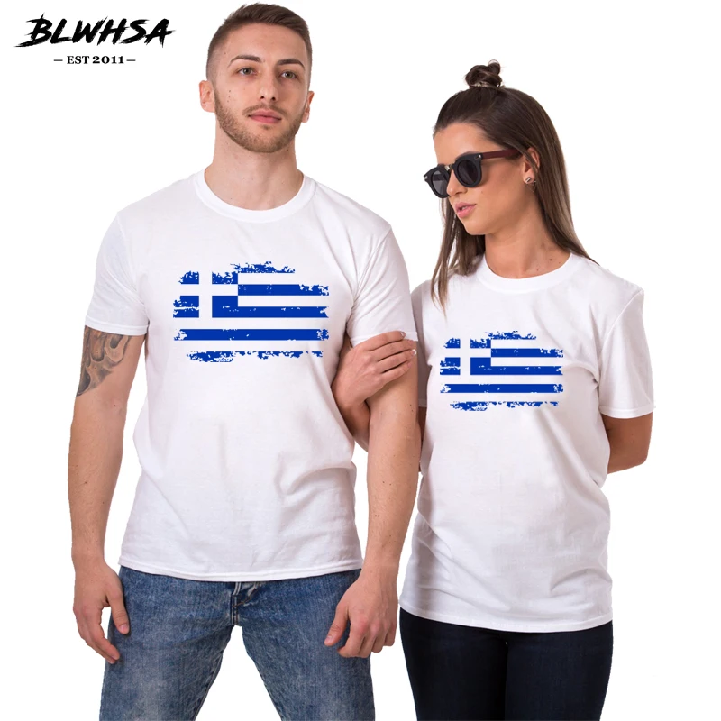 BLWHSA Greece Flag Couple Aegean Sea T-shirts Hubby & Wifey Matching Best Gift Couple T Shirt Anniversary Gift T Shirt Tees