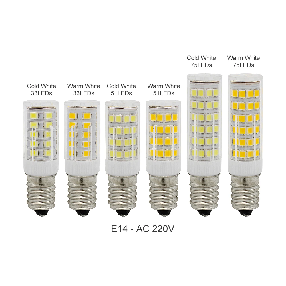 E14 LED Lamp 3W 4W 5W 220V 230V Ceramic Light SMD 2835 Corn Bulb Replace 20w 30w 40w Halogen for Candle Chandelier Refrigerator