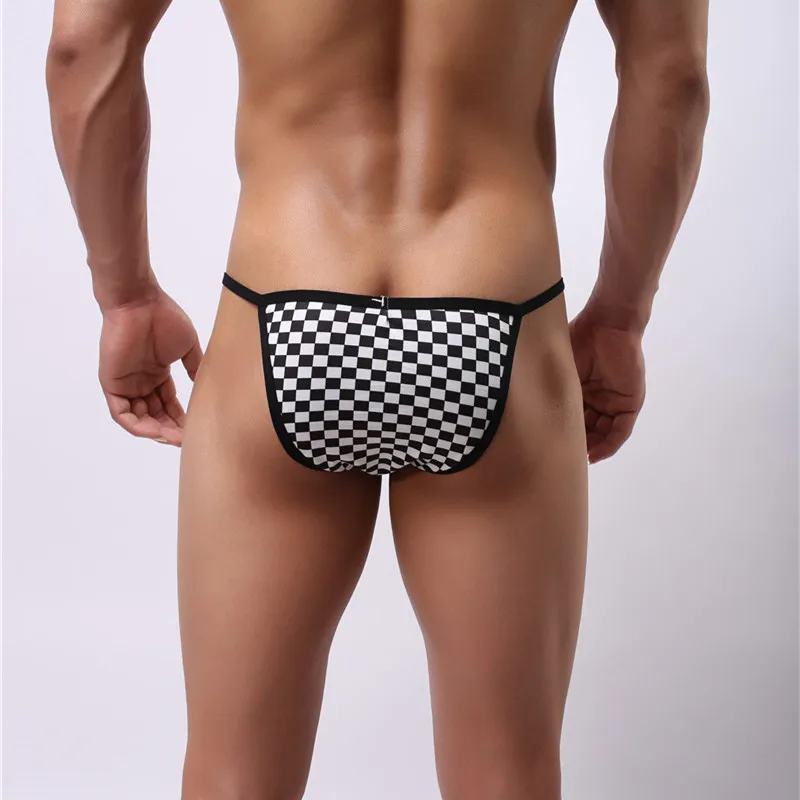 3PCS Sexy Men's Briefs Plaid Underwear Low Waist Sexy Men Underwear Briefs Gay Penis Pouch Wonderjock Underpants Male panties