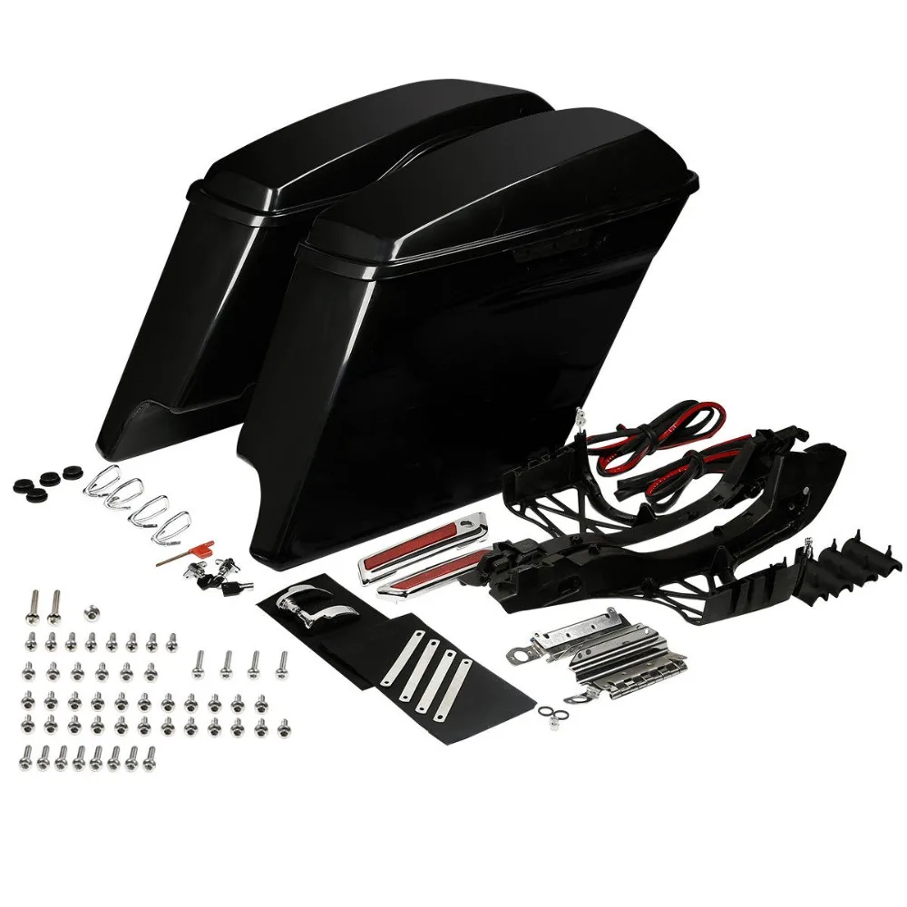 

Motorcycle Extended Saddlebags For Harley Touring Road King Street Electra Glide 2014-2022 2019 2018 Unpainted