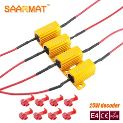 4x 25w led luz de sinalização de freio reverso, resistor de carga, correção de erro, flash rápido 7443 wy21w w21w 7440 p21/5w 1157 p21w 1156 py21w