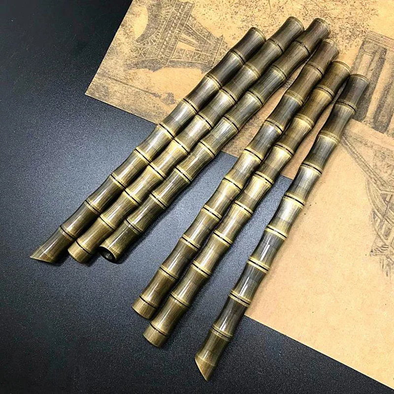 Handmade Brass Gel ink Pen 0.5mm Old Metal Pen Bamboo Shaped Roller Pen Self-defense tool outdoor Writing Instrument Stationery