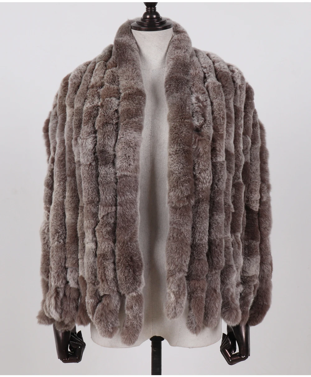 Neuer langer Schal aus echtem Rex-Kaninchenfell für Damen, warm, weich, hochwertig, modischer Rex-Kaninchenfell-Schal mit Quasten. – Detail 16
