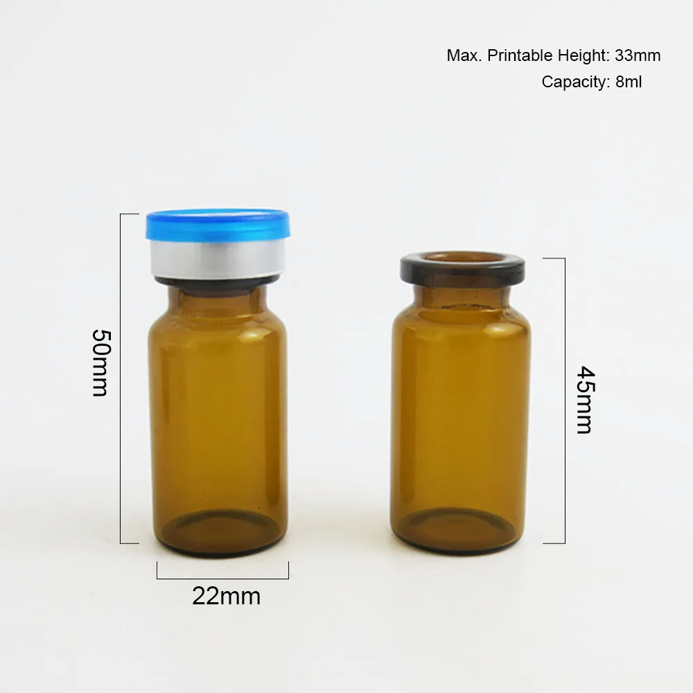 50 x 8ml Amber Clear Perfume Essential Oil Essence Glass Bottles with Filp off Lid  Pharmaceutica Sample Vials & Rubber Stopper