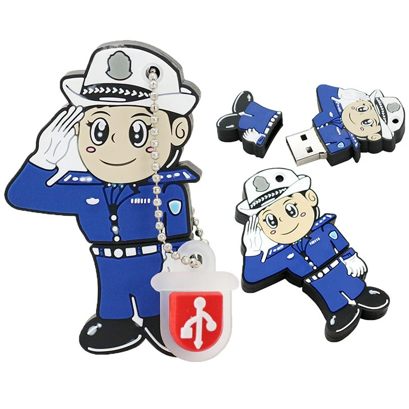 Creative Cartoon Policeman Policewoman Model Usb Flash Drive Disk 8G Memory Stick Pendrive Pen Drive Mini Computer Storage Gift