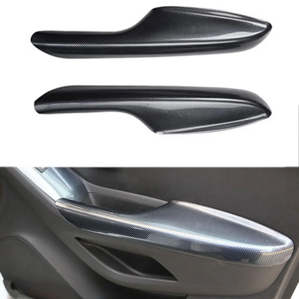 For Chevrolet Trax 2014 2015 2016 2017 2pcs ABS Inner Car Door Armrest Trim Cover Carbon Fiber Style Decorative Accessories