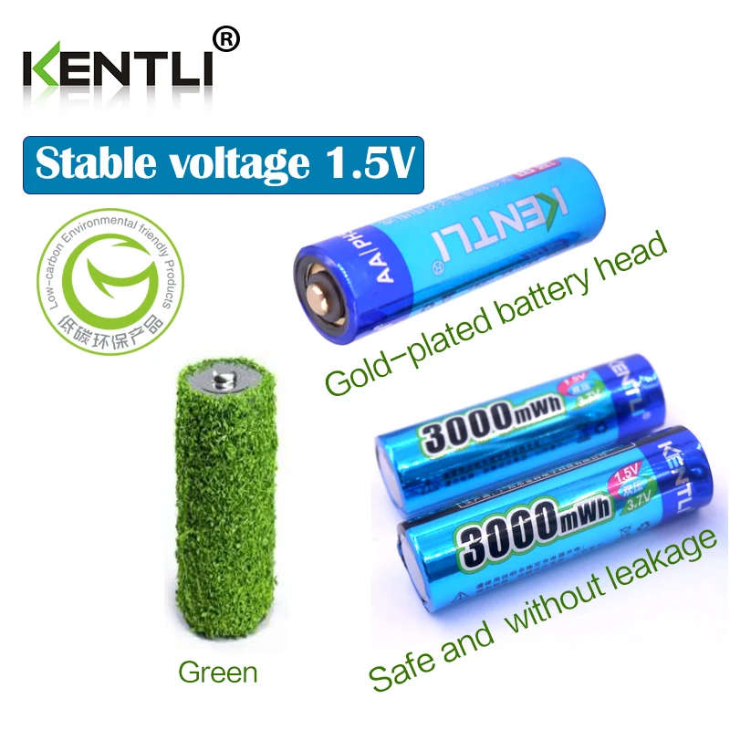 KENTLI 1.5v aa Rechargeable 3000mWh Lithium  Battery ，Manufacturers Direct Sales， For Cameras，Electric Toys