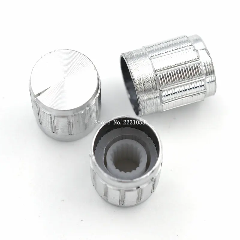 5PCS 15*17mm Aluminum Alloy Potentiometer Knob Rotary Switch Volume Control Knob Silvery Hat