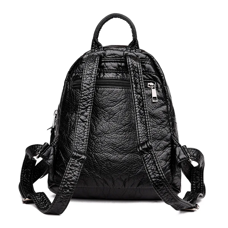 Mini Backpack Female soft PU Leather Backpacks For Teenage Girls Fashion Shoulder Bags Black Mochila Feminina Daypack purse