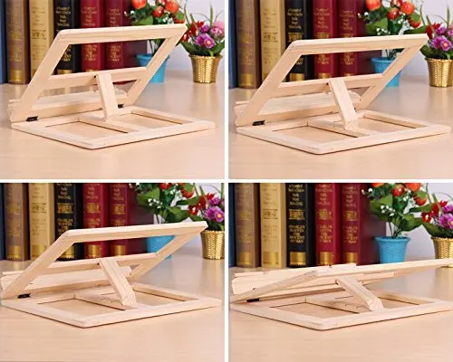 Wood bookstand laptop iPad book stand holder Document stand holder Reading stand with 4 Adjustable Positions