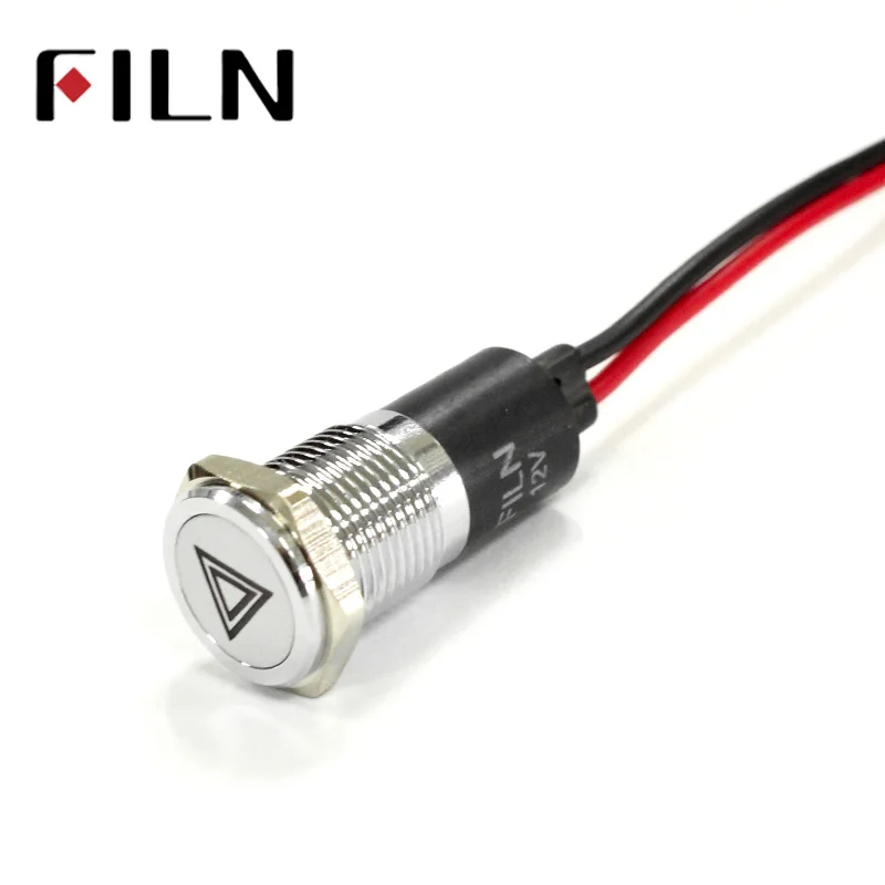 FILN 14mm panel hole car applicancance led red yellow white blue green 6v 24v 110v 220v mini led indicator light with 20cm cable