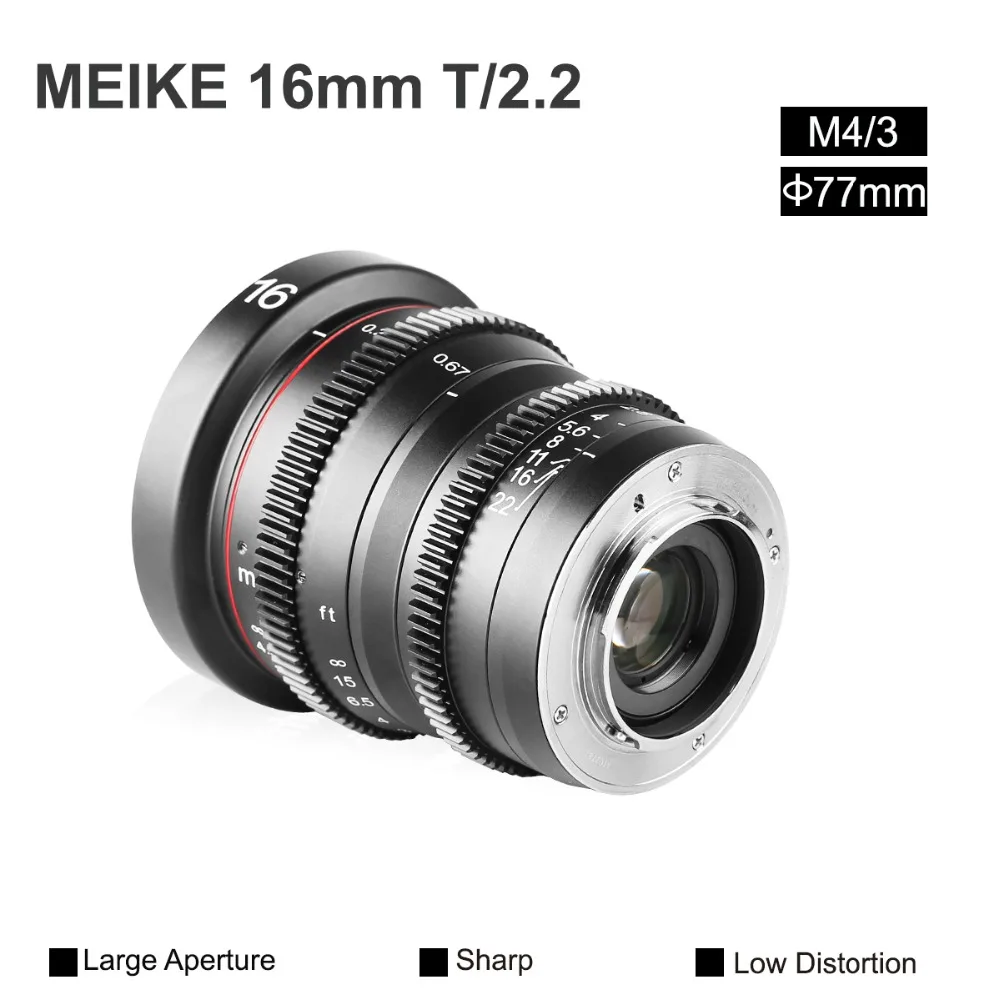 Meike 16mm T2.2 ręczna ostrość asferyczny portret Cine obiektyw dla mikro cztery trzecie (MFT, M4/3) zamontuj aparaty Olympus Panasonic