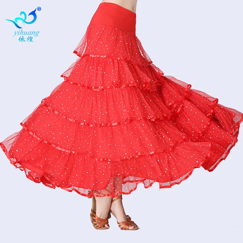 

Lady Ballroom Dancing Skirt Girls Modern Dance Costumes Female Square Dance Skirt 6 Colors Rumba Dance Skirts D-0047