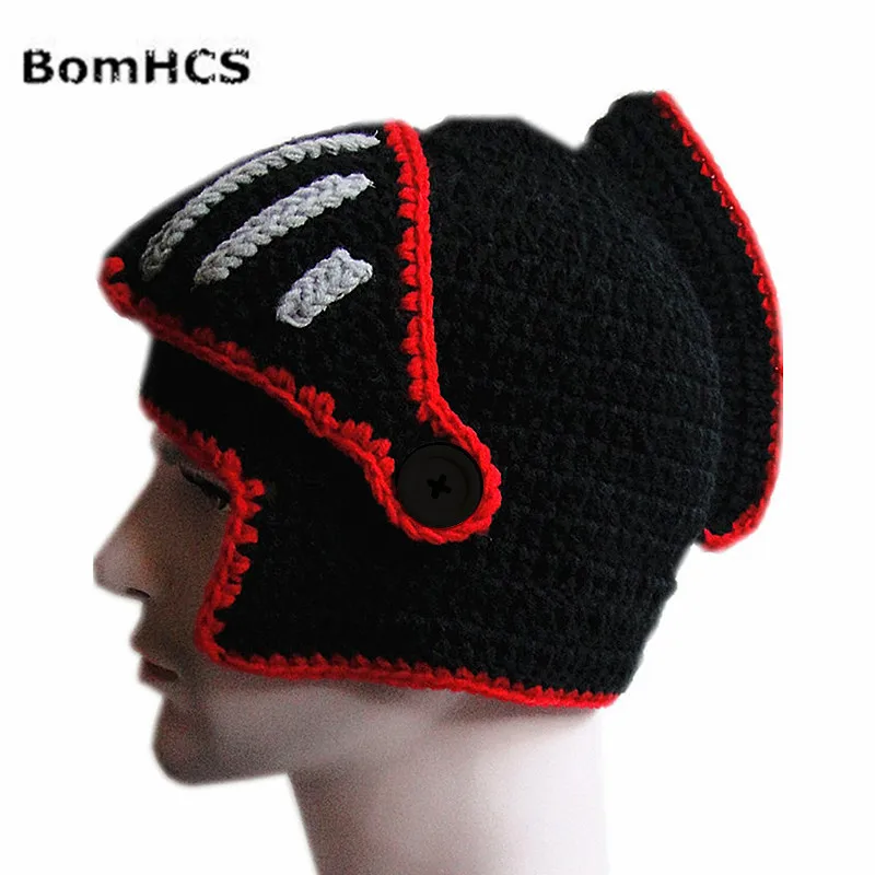 BomHCS Men's Warm Cable Handmade Knitted Beanie Warrior Helmet Hat Cap with Mask