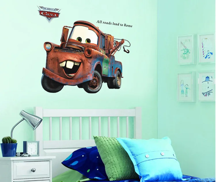 3D Broken Mater Truck Car For Boys Bedroom Self Adhesive Kids Room Wallpaper Cartoom Car Poster Mural Wall Stickers